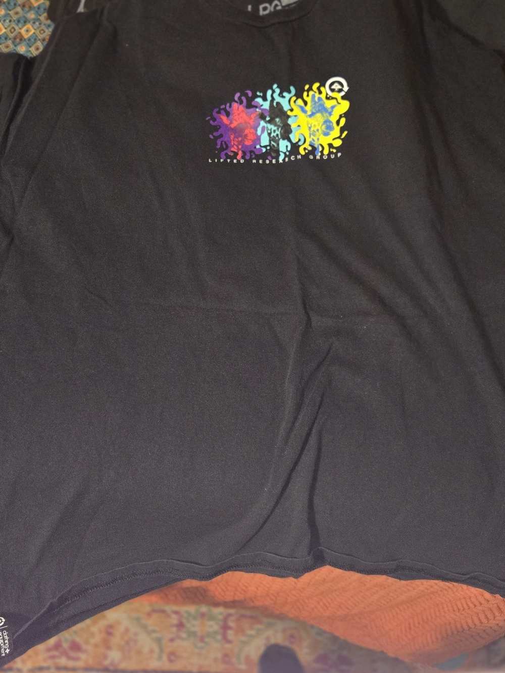 Lrg Black Tee with Multicolor Splash Graphic